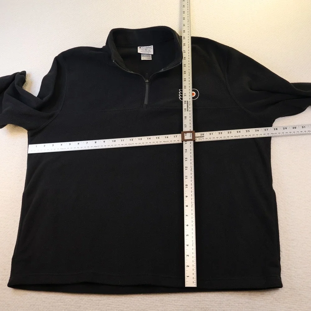 Champion Mens 2XL Quarter Zip Fleece Philadelphia‎ Flyers Black NHL Pullover